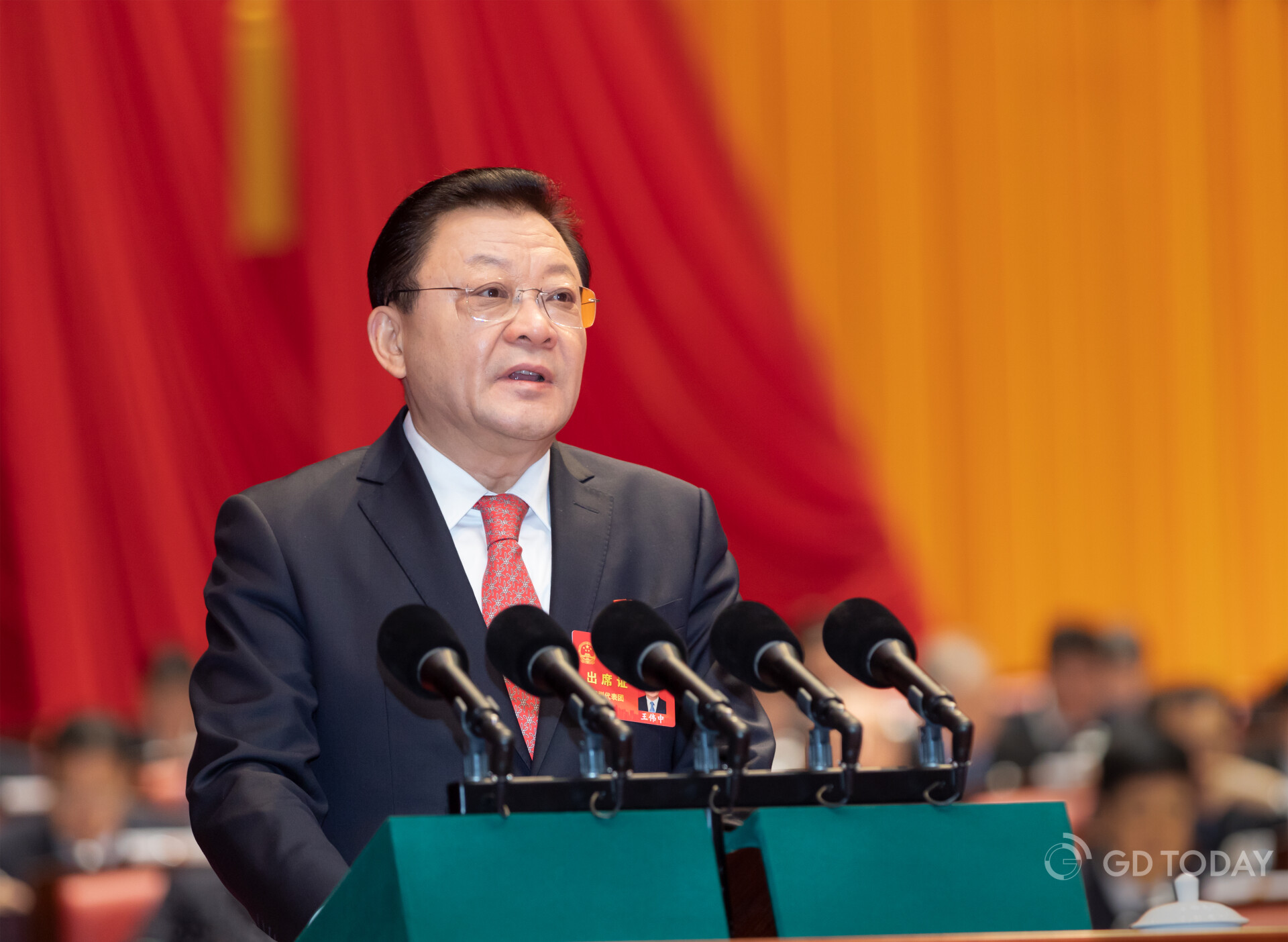 Wang Wezhong, Governor of Guangdong province, delivers a government work report on January 23rd 2024 in Guangzhou .jpg